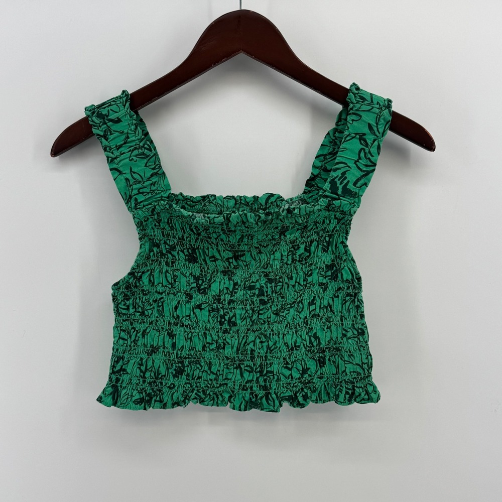 Isabel by Ingrid & Isabel Green Botanical Smocked Crop Top Womens Small